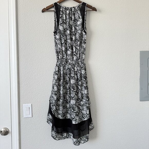 Ramy Brook Midi Tiered Quin Sleeveless printed black Mesh white Dress XS new - Picture 5 of 13